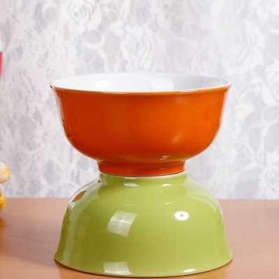 一人一色家庭分用碗家庭儿童分餐碗家用不同颜色全家碗筷套装分色