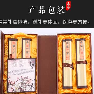 中国风特色礼品家居装饰画丝绸剪纸画轴福字花鸟彩色剪纸画送老外图片