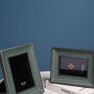 轻奢现代简约金属皮革相框摆台北欧桌面个性 结婚纱照6寸 7寸相框