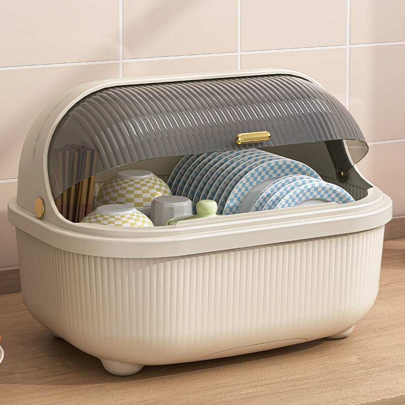 碗筷收纳盒沥水碗盘碗碟收纳架碗柜带盖装餐具碗箱厨房置物架家用