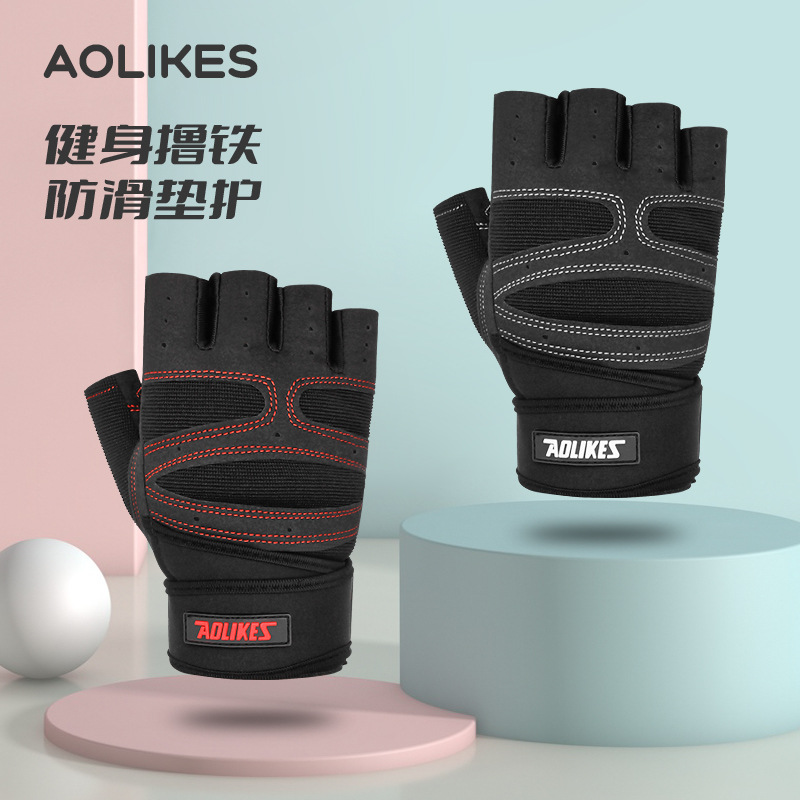 健身手套男女运动器械哑铃锻炼举重半指手套训练健身房透气防滑
