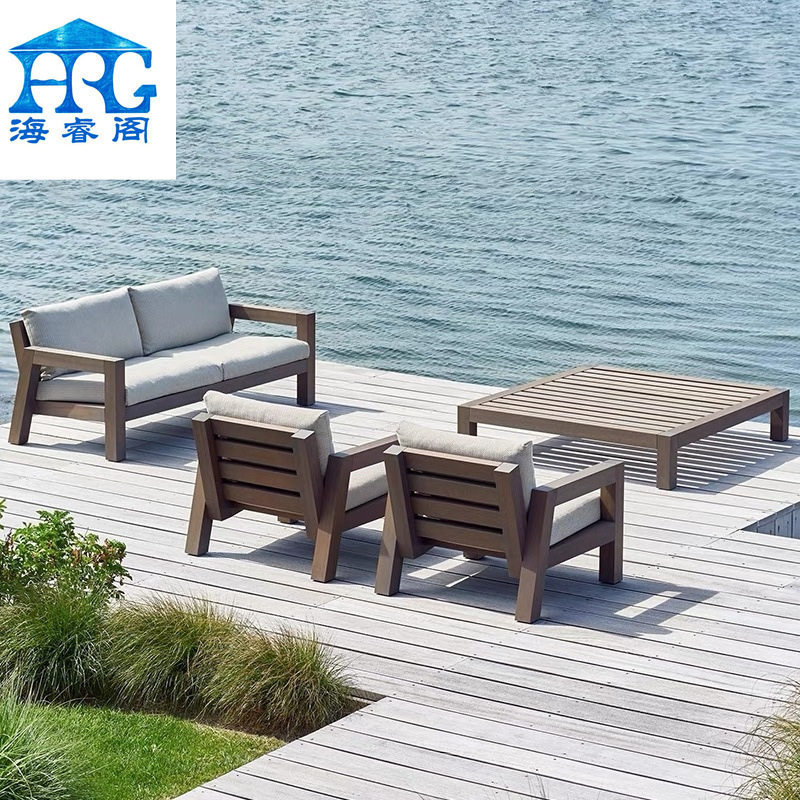 户外柚木沙发ins沙发露台躺椅创意防晒防水北欧实木沙发椅五件套,住宅家具,户外沙发,淘宝优惠券,粉丝福利购,淘宝优惠卷