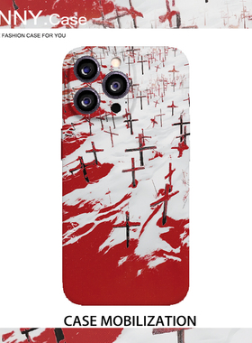 红色艺术渲染十字架菲林全包手机壳适用苹果15nova13华为p60mate60pro小米15opporeno9vivo荣耀100iPhone16