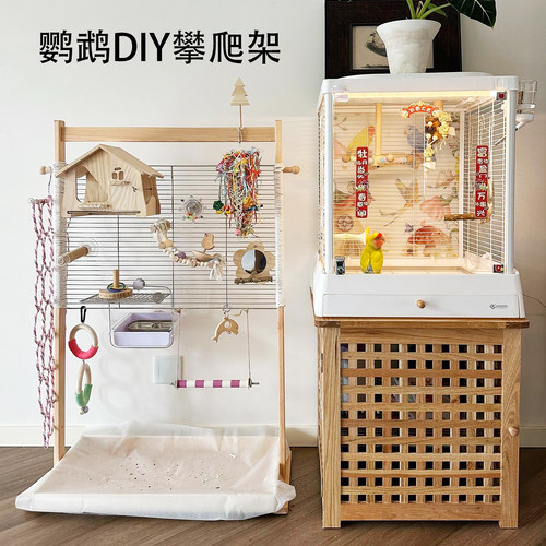DIY鹦鹉站架解闷游乐场耐啃耐