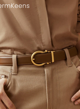 CalermKeens女士腰带2025新款真皮牛皮腰带女款免打孔设计感裤带