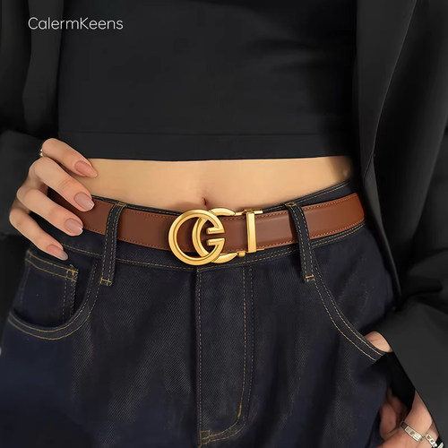 CalermKeens女士真皮牛皮腰带