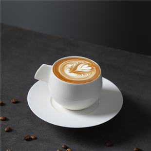 陶瓷马克杯子 德化白瓷咖啡杯碟羊脂玉瓷水杯套组带碟简约轻奢套装
