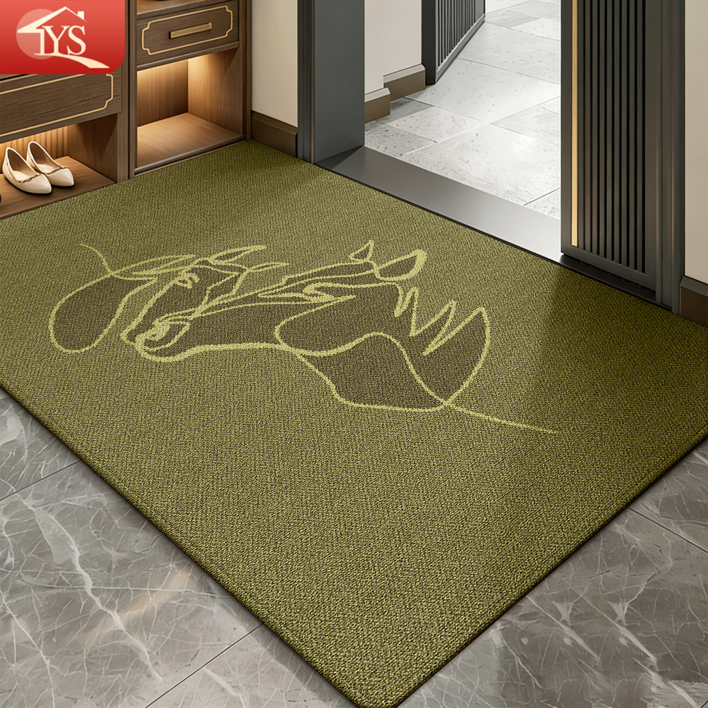 入户门地垫绿色中古风马年门垫进门家用门口专用复古防滑新年地毯,居家布艺,入户地垫,淘宝优惠券,粉丝福利购,淘宝优惠卷