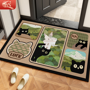 卡通猫咪入户地垫家用防滑脚垫进门地毯可爱动物图案门垫
