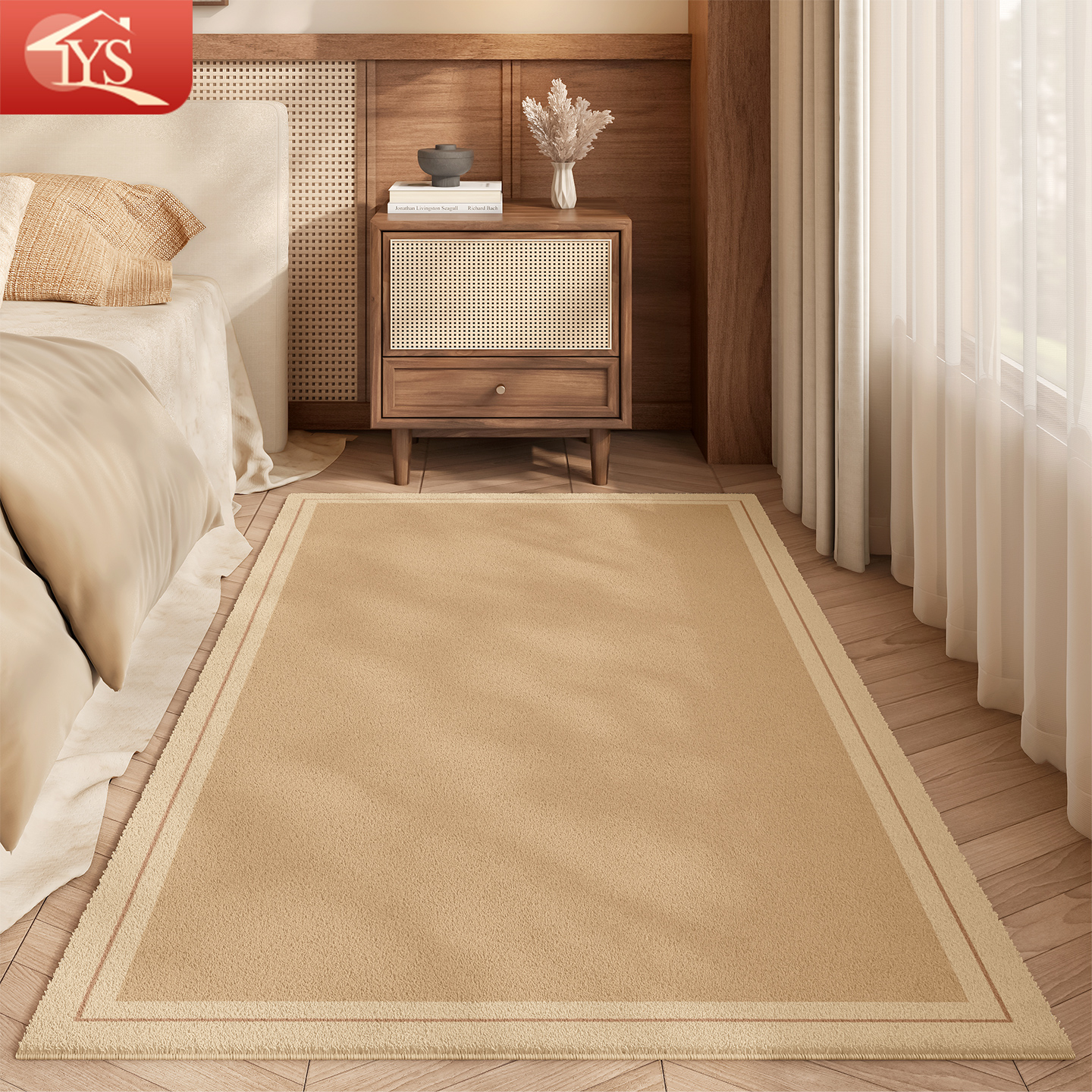 卧室床边地毯软垫侘寂风