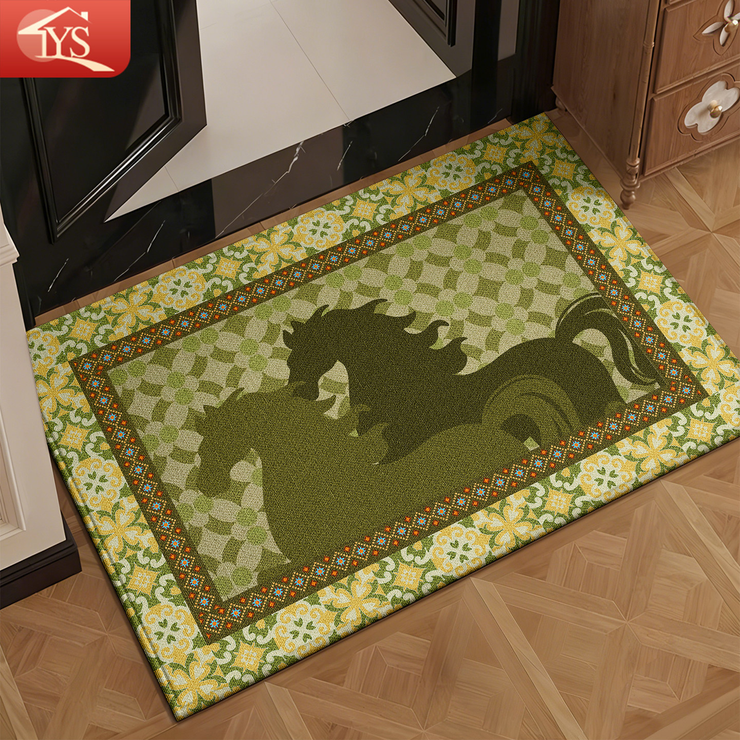 高级感入户门地垫进门防滑脚垫喜庆马年新中式门垫耐脏门口地毯垫,居家布艺,入户地垫,淘宝优惠券,粉丝福利购,淘宝优惠卷