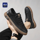 低帮复古皮鞋 海澜之家男鞋 懒人一脚蹬黑色休闲板鞋 男士 春夏新款 款