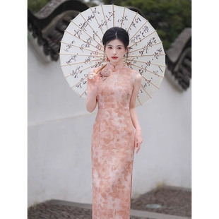 清新甜美新旗袍 美式 春夏旗袍爆款 粉色无袖 年轻款