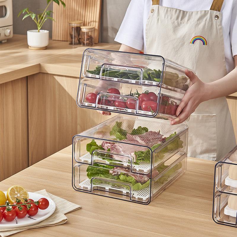 冰箱抽屉式整理神器蔬菜收纳盒储物盒冷冻专用储物盒放鸡蛋保鲜盒