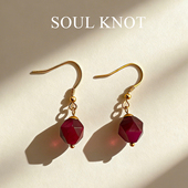 百搭新中式 SOUL KNOT天然玫红色切面虎眼石高级感时尚 耳饰耳钩