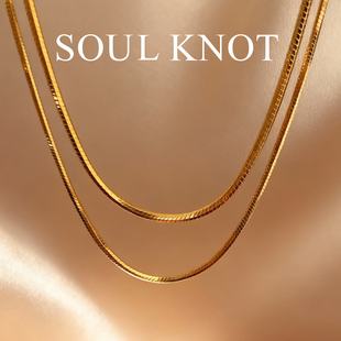八角蛇骨链法国镀金意大利切割爆闪不掉色项链男女同款 SOUL KNOT