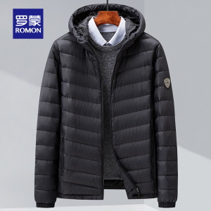 罗蒙2023秋冬季新款男士轻薄款羽绒服连帽保暖时尚百搭休闲外套男