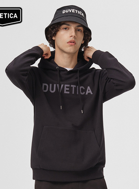 DUVETICA 春季男女情侣款连帽刺绣LOGO户外长袖连帽卫衣VXHDB0136