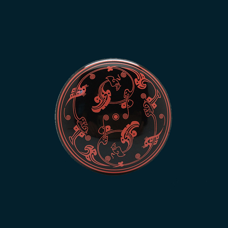 【曾楚漆器】彩绘针刻漆圆盘中国漆器曾侯乙仿古高档手工艺品定制