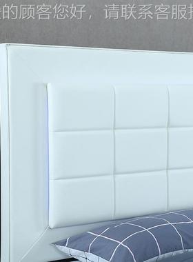 外贸工厂豪华收纳床白色皮革床LED四方块床头灯板设计dob81485ule