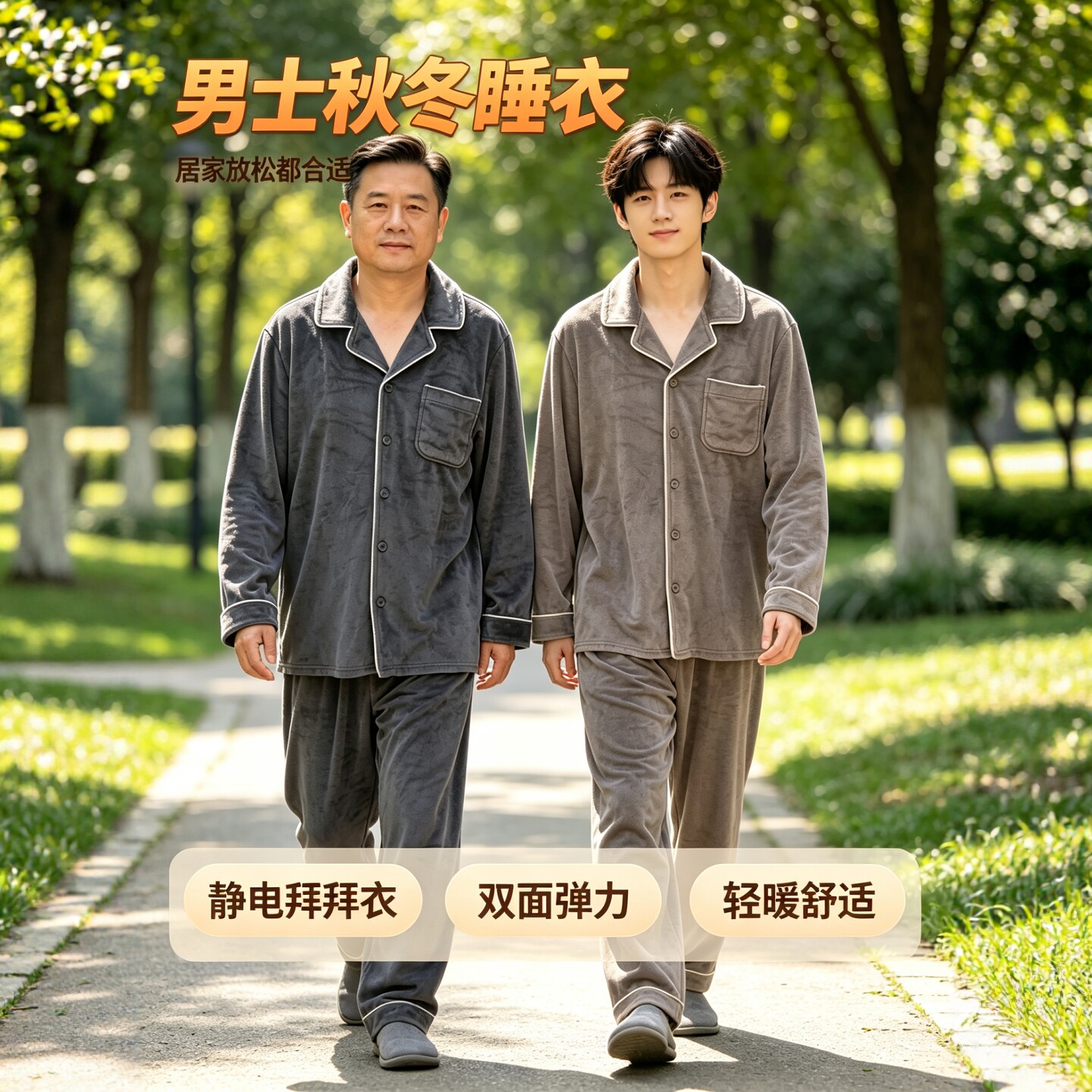 都市丽人男士海岛绒抗静电睡衣
