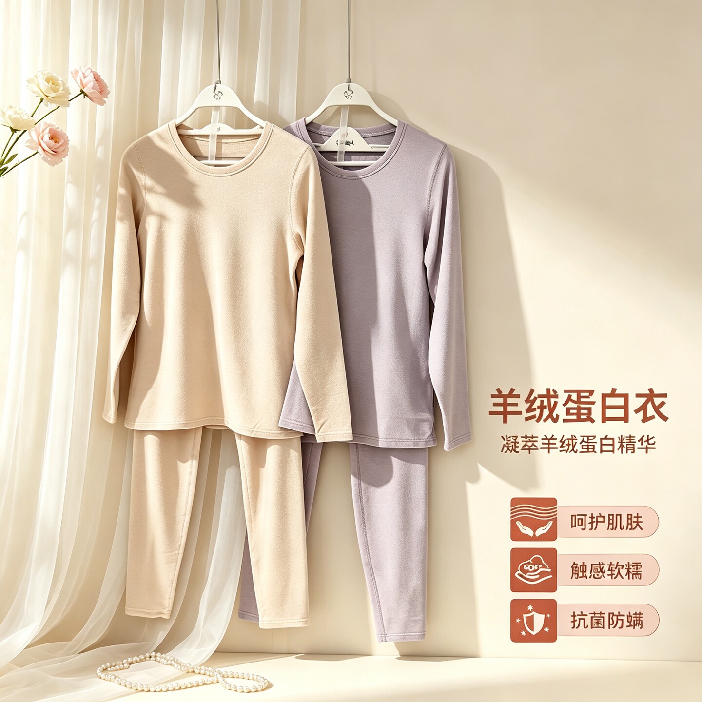 都市丽人女士羊绒蛋白抗菌秋衣套