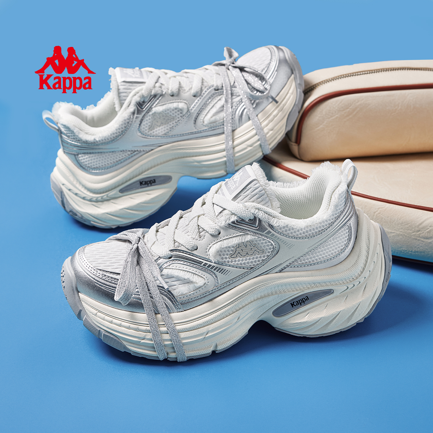 Kappa厚底老爹鞋女增高轮胎鞋子