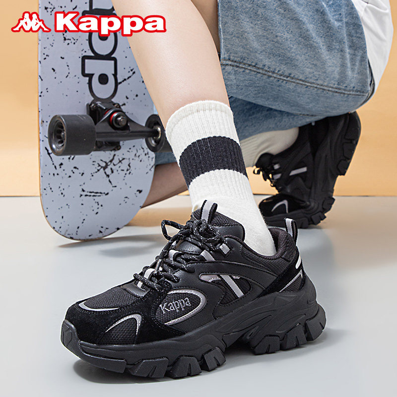 Kappa卡帕女鞋老爹鞋2023夏秋季新款厚底增高黑色跑步运动鞋子女高性价比高么？