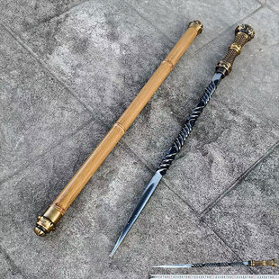 扭转四棱破甲锥可反接冷兵器枪一体实心多功能登山杖防身未开刃