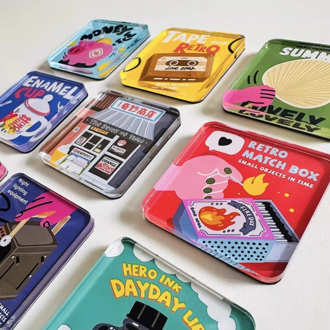 冰箱贴diy配件亚克力自制材料包磁贴磁吸个性创意方圆形立体装饰