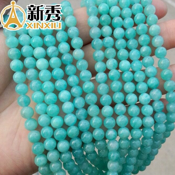 天河石 半成品 圆珠 珠子 散珠 DIY水晶饰品批发