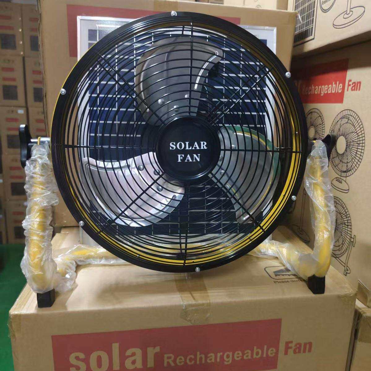 太阳能风扇12V12寸14寸家用户外摆摊便携充电趴地扇户外露营