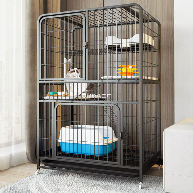 猫笼子猫窝笼子双层自由空间猫咪笼子家用猫别墅室内猫舍猫屋