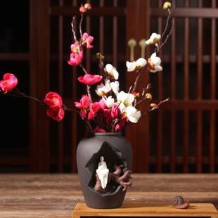 饰小花瓶工艺品摆件 北欧简约中式 禅意花器陶瓷干花插花客厅桌面装
