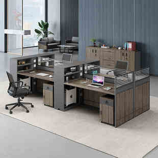 职员办公桌简约现代工位办公室屏风4 6人位电脑卡座办公桌椅组合
