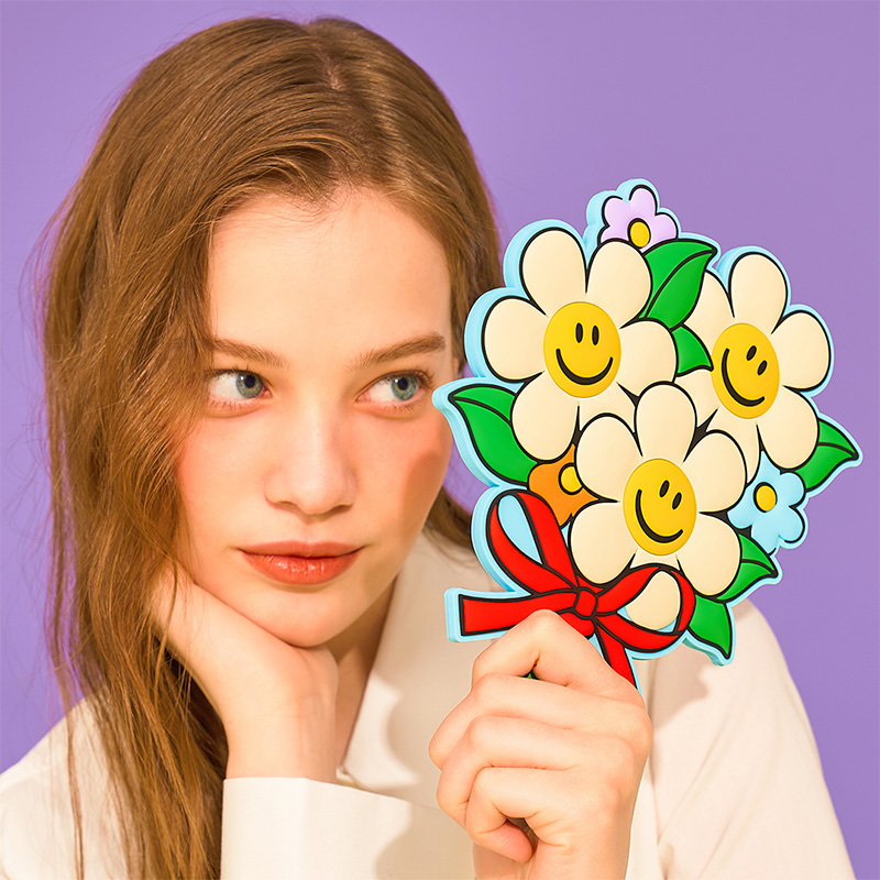 wiggle wiggle可爱镜子手持化妆镜子大号高颜值手柄镜便携美容院