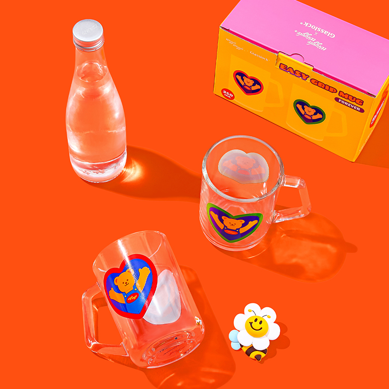 wiggle*Glasslock联名早餐杯玻璃水杯情侣简约随手杯家用牛奶杯子