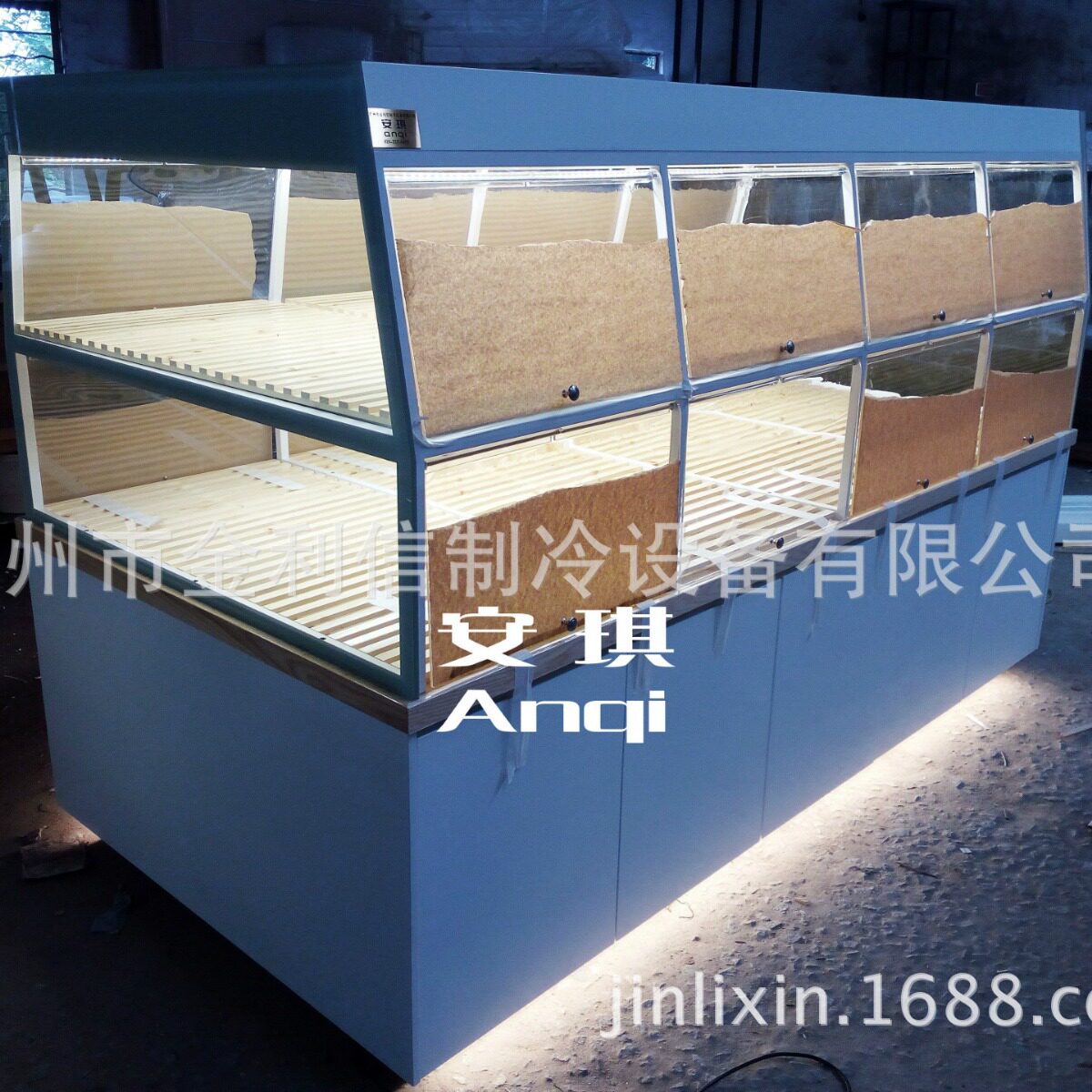 安琪牌新款实用木质翻门面包中岛柜食品陈列展示柜