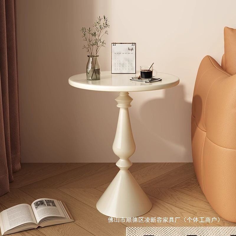 新款奶油沙发床头小户型移动客厅茶几圆形小桌子创意角几北欧风
