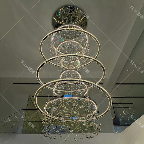 现代简约别墅挑空客厅吊灯20