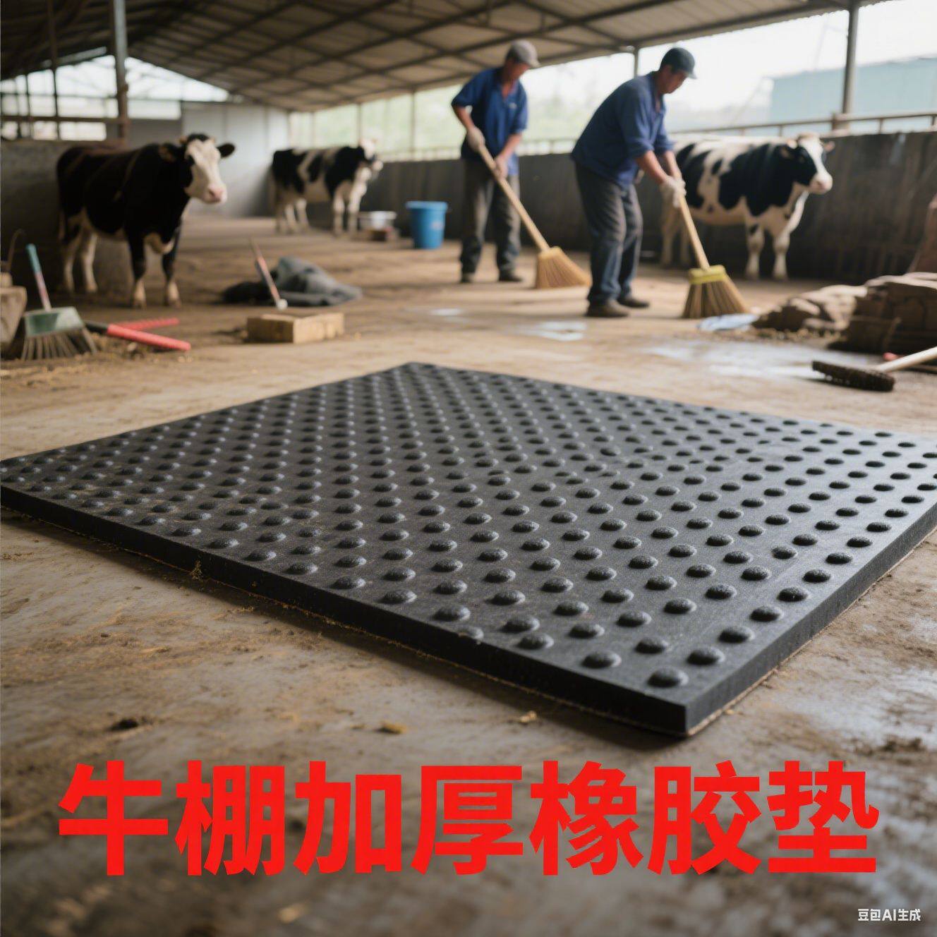 铺牛圈防滑垫大圆点珍珠纹耐磨保温隔凉黑色胶垫马棚猪圈防滑地垫