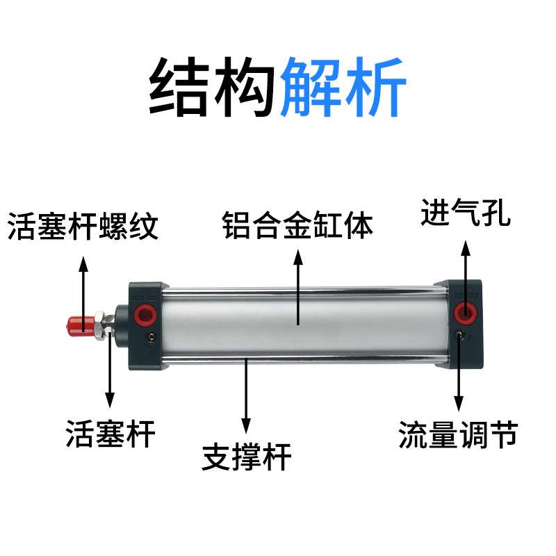 SC63标准气缸32小型40大推力气动80*25X50X75X100X125X150X200S定