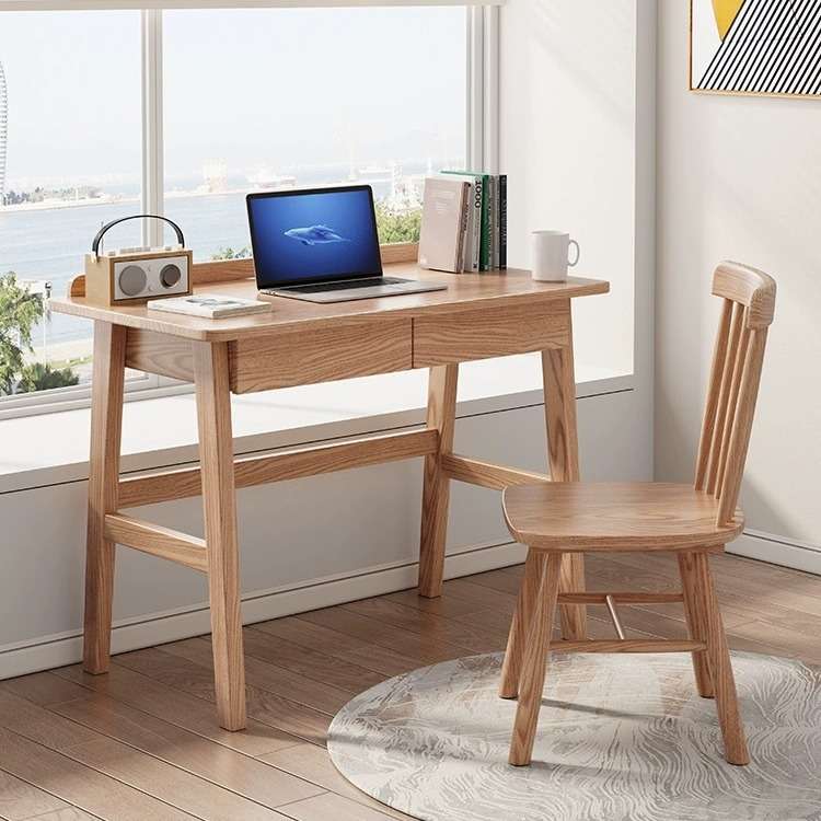 白蜡木全实木书桌1米学习北欧简约卧室书房办公写字台0.8m小户型