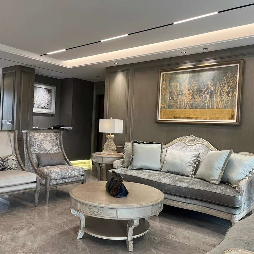 北美ART复兴印记复古做旧客厅圆茶几欧式家具轻奢实木雕花咖啡桌