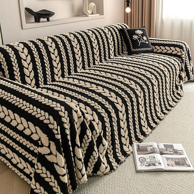 冬季轻奢加厚毛绒沙发盖布高级感全盖沙发巾现代简约沙发套罩家具