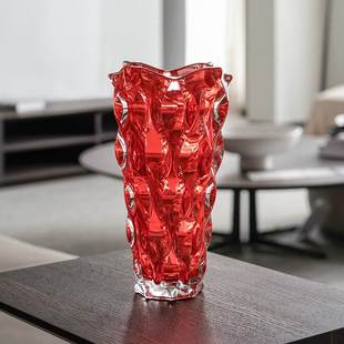 BOHEMIA捷克进口水晶玻璃桑巴彩色花瓶北欧摆件高档轻奢客厅装 饰