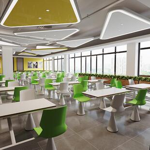 快餐桌椅学校食堂员工饭堂四人位连体餐桌高速服务区餐厅连体组合