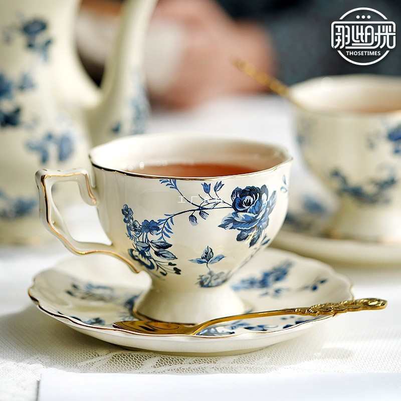 咖啡杯碟套装复古青花陶瓷咖啡壶咖啡杯英式下午茶杯茶具