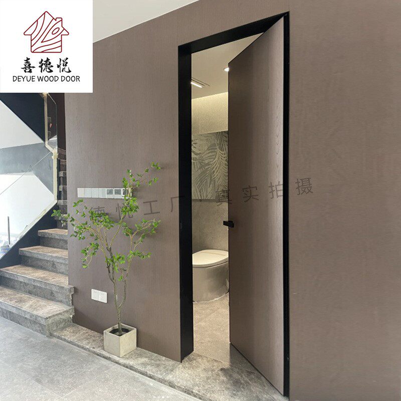 实木极简隐框门烤漆饰面隐形门同色墙漆涂料极窄边框卧室门工厂