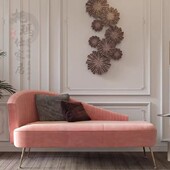 简约现代时尚 绒布丝绒贵妃椅北欧轻奢ins设计师民宿客厅卧室躺椅